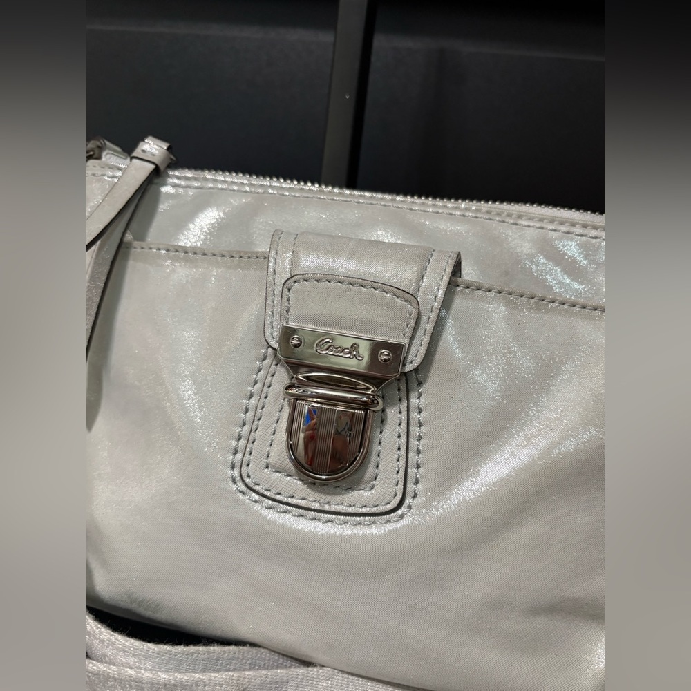 Coach Y2K Vintage Legacy Metallic Silver Small Pocket Swingpack Bag